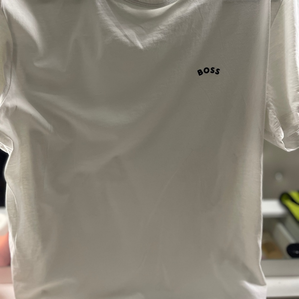 Boss White Tee with Green Accents